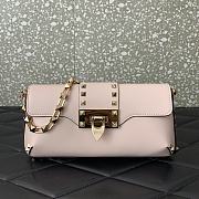 Fortok Valentino Garavani Rockstud Brushed-leather Shoulder Bag Pink 26x13x7cm - 1