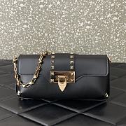 Fortok Valentino Garavani Rockstud Brushed-leather Shoulder Bag Black 26x13x7cm - 1