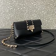 Fortok Valentino Garavani Rockstud Brushed-leather Shoulder Bag Black 26x13x7cm - 3