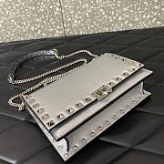 Fortok Valentino Rockstud Metallic Silver Leather Wallet on Chain 18.5x12x4cm - 3