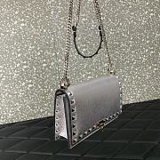 Fortok Valentino Rockstud Metallic Silver Leather Wallet on Chain 18.5x12x4cm - 2