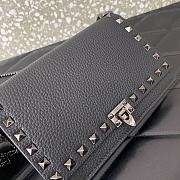 Fortok Valentino Rockstud Metallic Black Leather Wallet on Chain 18.5x12x4cm - 4