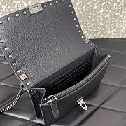 Fortok Valentino Rockstud Metallic Black Leather Wallet on Chain 18.5x12x4cm - 3