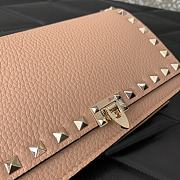 Fortok Valentino Rockstud Metallic Light Pink Leather Wallet on Chain 18.5x12x4cm - 6