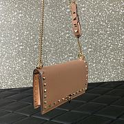 Fortok Valentino Rockstud Metallic Light Pink Leather Wallet on Chain 18.5x12x4cm - 4