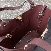 Fortok Valentino Garavani Calfskin Tote Bag Burgundy 26x11x24cm - 4