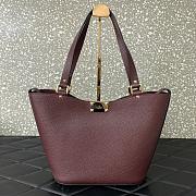 Fortok Valentino Garavani Calfskin Tote Bag Burgundy 26x11x24cm - 3