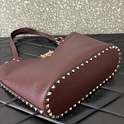 Fortok Valentino Garavani Calfskin Tote Bag Burgundy 26x11x24cm - 2