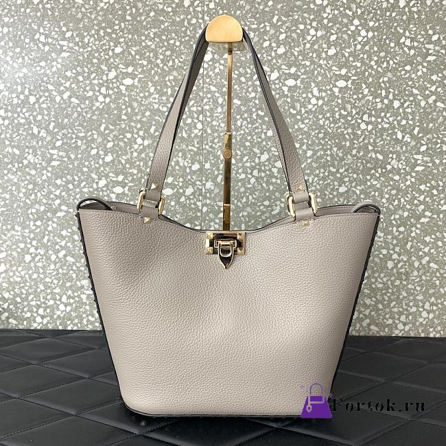 Fortok Valentino Garavani Calfskin Tote Bag Grey 26x11x24cm - 1