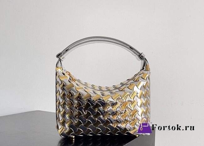 Fortok Bottega Veneta Wallace Shoulder Bag Intrecciato Metallic 22x13x9.5cm - 1