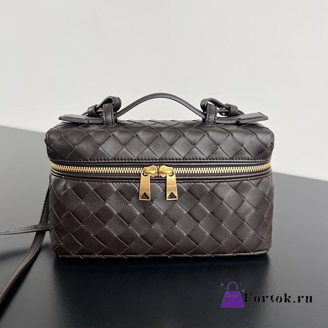 Fortok Bottega Veneta Vanity Case Dark Brown 789109 22x12.5x5cm  - 1