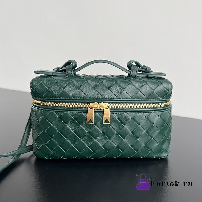 Fortok Bottega Veneta Vanity Case Dark Green 789109 22x12.5x5cm - 1