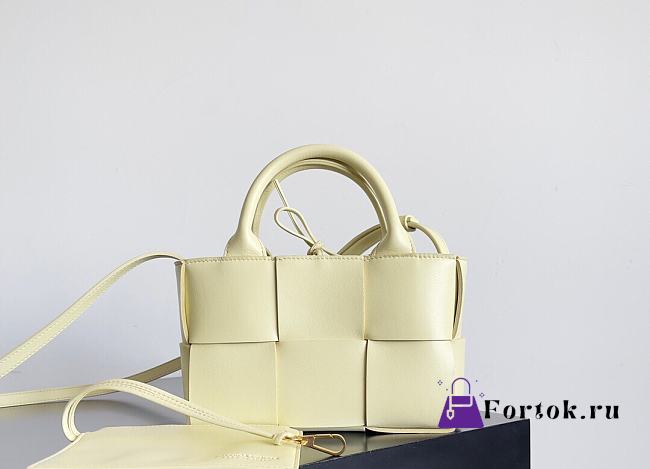 Fortok Bottega Veneta Super Mini Tote Bag Light Yellow 20x7x13cm - 1