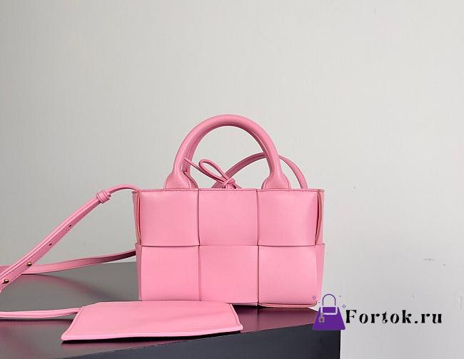 Fortok Bottega Veneta Super Mini Tote Bag Pink 20x7x13cm - 1