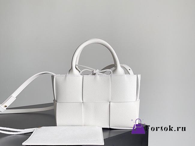 Fortok Bottega Veneta Super Mini Tote Bag White 20x7x13cm - 1