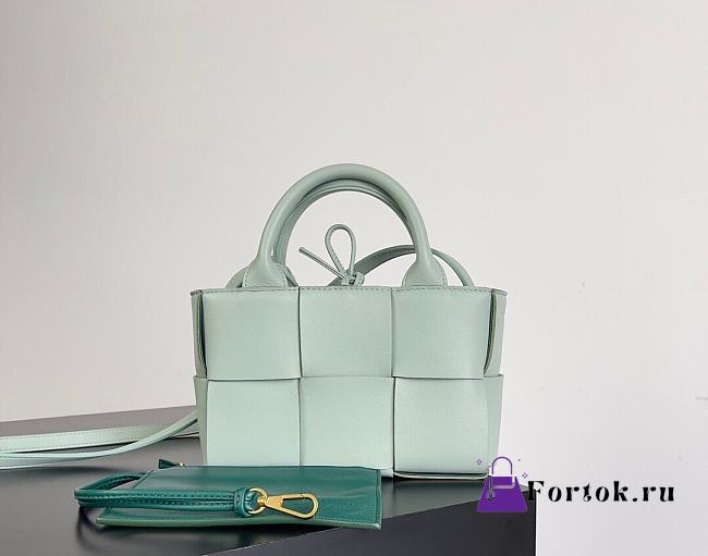 Fortok Bottega Veneta Super Mini Tote Bag Green Mint 20x7x13cm - 1