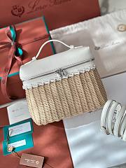 Fortok Loro Piana Bamboo Woven Bag White 11x19x6.5cm - 1