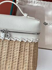 Fortok Loro Piana Bamboo Woven Bag White 11x19x6.5cm - 3