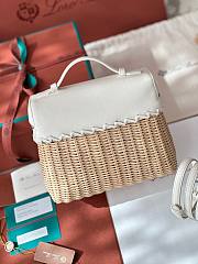 Fortok Loro Piana Bamboo Woven Bag White 11x19x6.5cm - 4