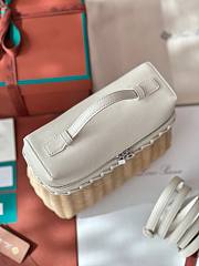 Fortok Loro Piana Bamboo Woven Bag White 11x19x6.5cm - 5