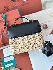 Fortok Loro Piana Bamboo Woven Bag Black 11x19x6.5cm - 3