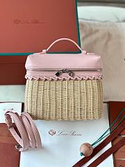 Fortok Loro Piana Bamboo Woven Bag Pink 11x19x6.5cm - 1