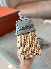 Fortok Loro Piana Bamboo Woven Bag Blue 11x19x6.5cm - 5