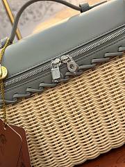 Fortok Loro Piana Bamboo Woven Bag Blue 11x19x6.5cm - 4