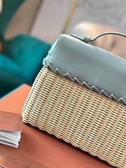 Fortok Loro Piana Bamboo Woven Bag Blue 11x19x6.5cm - 2