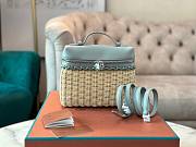 Fortok Loro Piana Bamboo Woven Bag Blue 11x19x6.5cm - 1