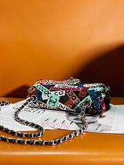 Fortok Chanel Sequin Logo Small Flap Ruthenium Multicolor Bag 20cm - 4