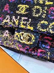 Fortok Chanel Small Foldable Bag Sequins & Gold-Tone Metal Black, Yellow, Pink & Blue  - 6