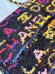 Fortok Chanel Small Foldable Bag Sequins & Gold-Tone Metal Black, Yellow, Pink & Blue  - 4