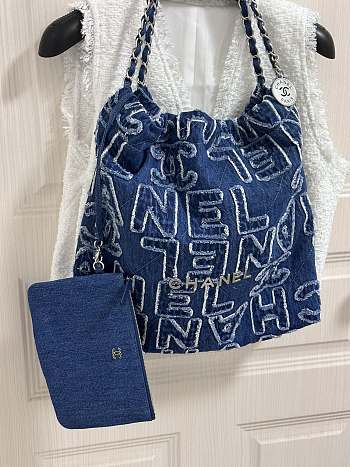 Fortok Chanel 24A Letter Denim Garbage Bag 35cm