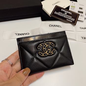 Fortok Chanel Card Holder Black 7.5x11cm