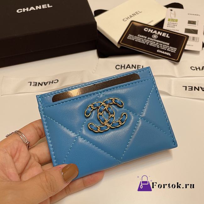 Fortok Chanel Card Holder Blue 7.5x11cm - 1