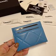 Fortok Chanel Card Holder Blue 7.5x11cm - 3