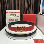 Fortok Valentino Garavani Vlogo Reversible Leather Belt Red & Black - 1