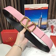 Fortok Valentino Garavani Vlogo Reversible Leather Belt Pink & Black - 6