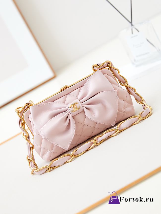 Fortok Chanel Bow Bag in Pink AP4027 14x21x5cm - 1