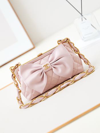 Fortok Chanel Bow Bag in Pink AP4027 14x21x5cm