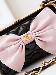 Fortok Chanel Pink Bow Bag in Black AP4027 14x21x5cm - 4