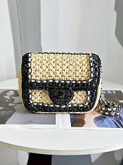Fortok Chanel 24C Hand-Woven CF Bag Black & Beige 18cm - 1