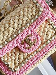 Fortok Chanel 24C Hand-Woven CF Bag Pink & Beige 18cm - 3