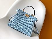 Fortok Fendi Iconic Peekaboo ISeeU Raffia Bag Blue 27x11x21cm - 1