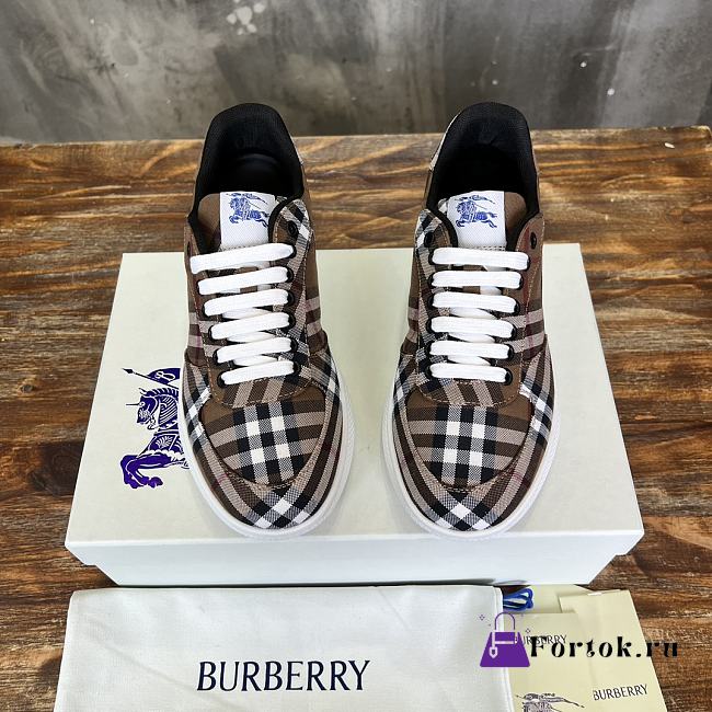 Fortok Burberry Rangleton Checkered Sneakers Dark Brown - 1