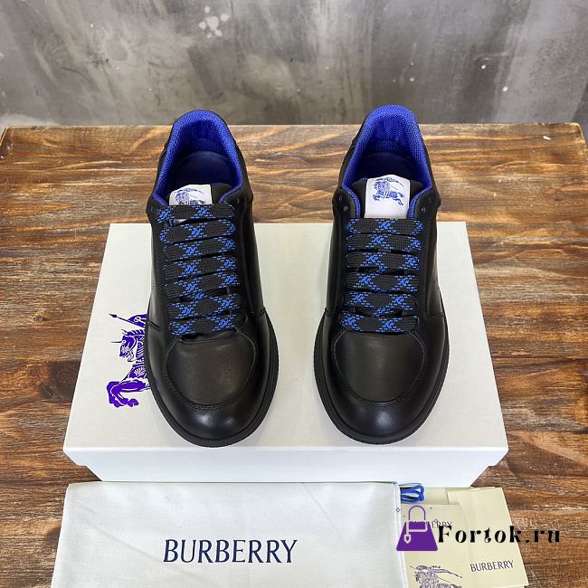 Fortok Burberry Black Leather Stock Sneakers - 1
