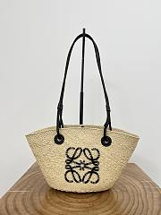 Fortok Loewe Anagram Basket Raffia Basket Bag Natural/Black 33x16.5x13cm - 1