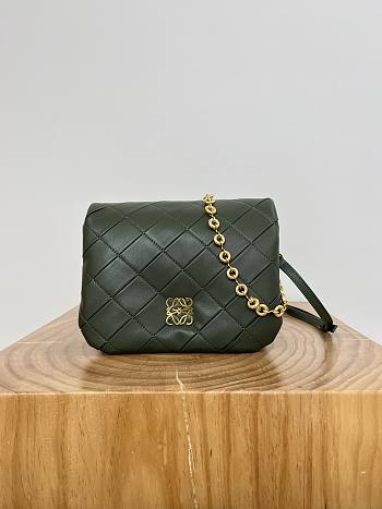 Fortok Loewe Puffer Goya Vintage Green Bag 23x9x17cm