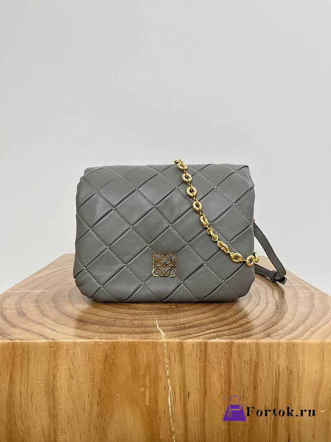 Fortok Loewe Puffer Goya Vintage Grey Bag 23x9x17cm - 1